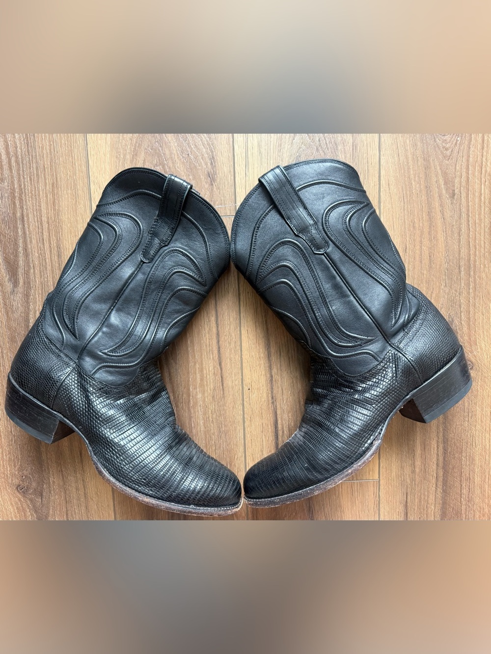 Tecovas The Nolan Black Exotic Teju Lizard Western Boots 1006 Size 12.5 EE